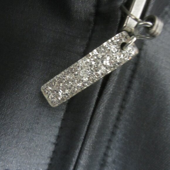 Vtg TAPP New York Womens M Black Gray Tree Print Lamb Leather Vest Fur Collar - Picture 8 of 13